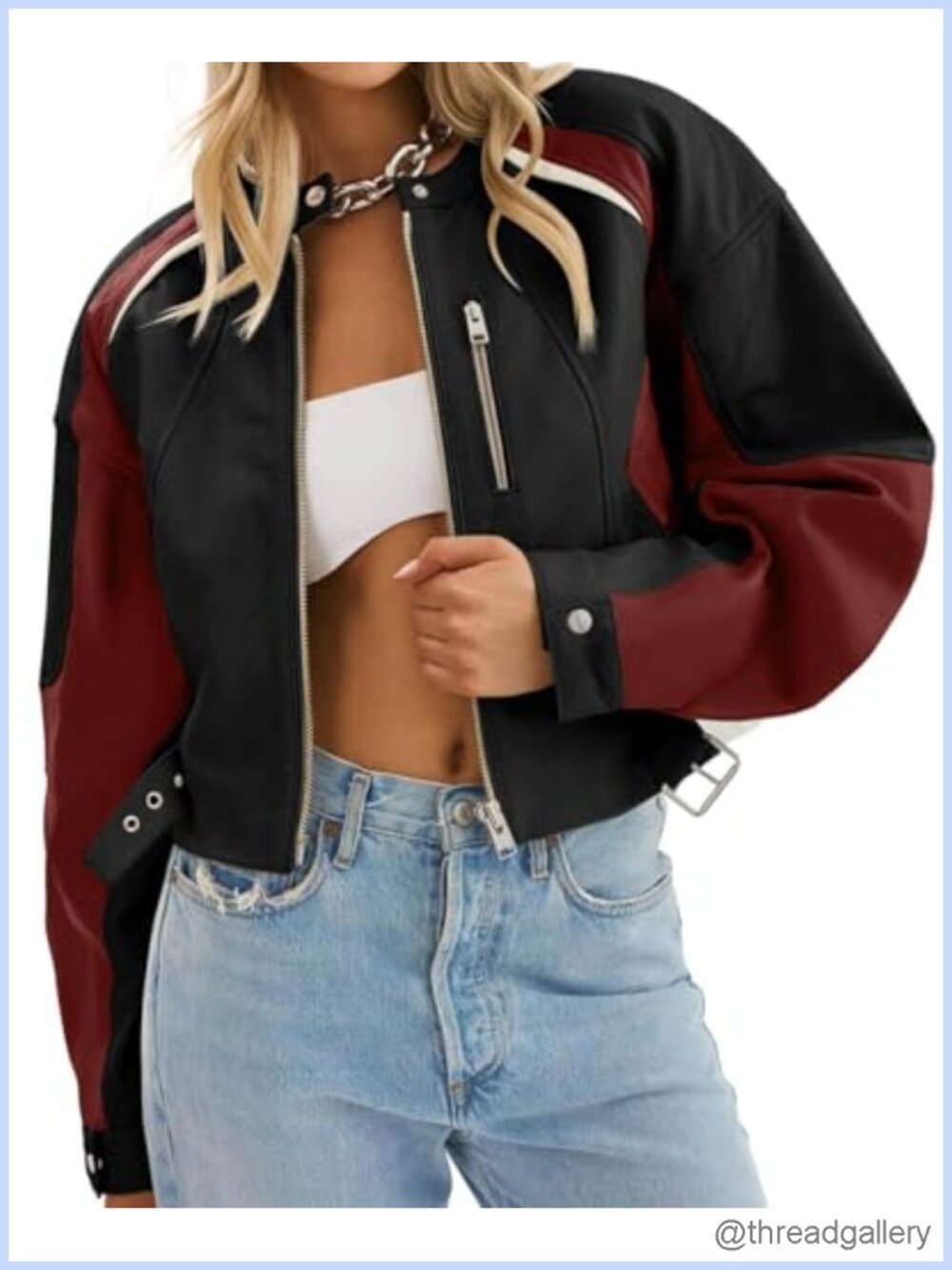 Womens Faux Leather Cropped Bomber Jacket Moto Biker Coat